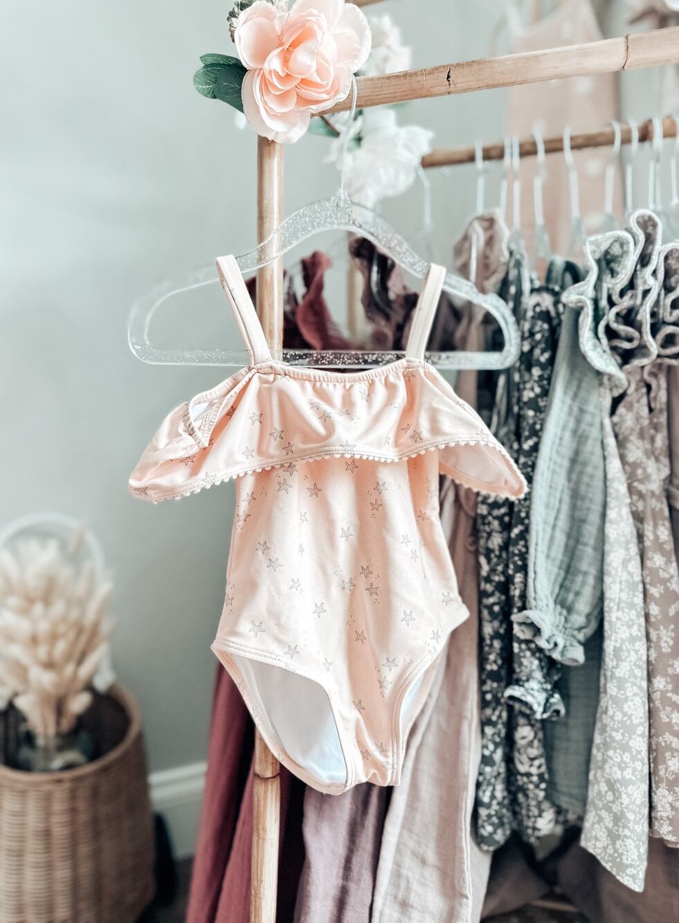 Darling Rylee + Cru Starfish Flounce Top Cold Shoulder Swimsuit 12-18mths